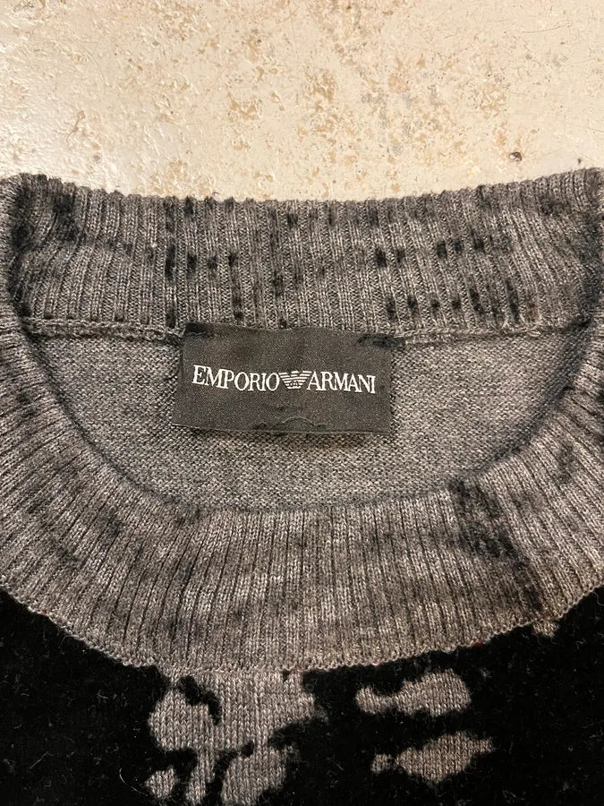 FW2014 Emporio Armani Abstract Skyscrapers Grey Sweater RMtOOXq 8