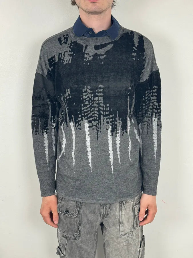 FW2014 Emporio Armani Abstract Skyscrapers Grey Sweater aAjniKo 2