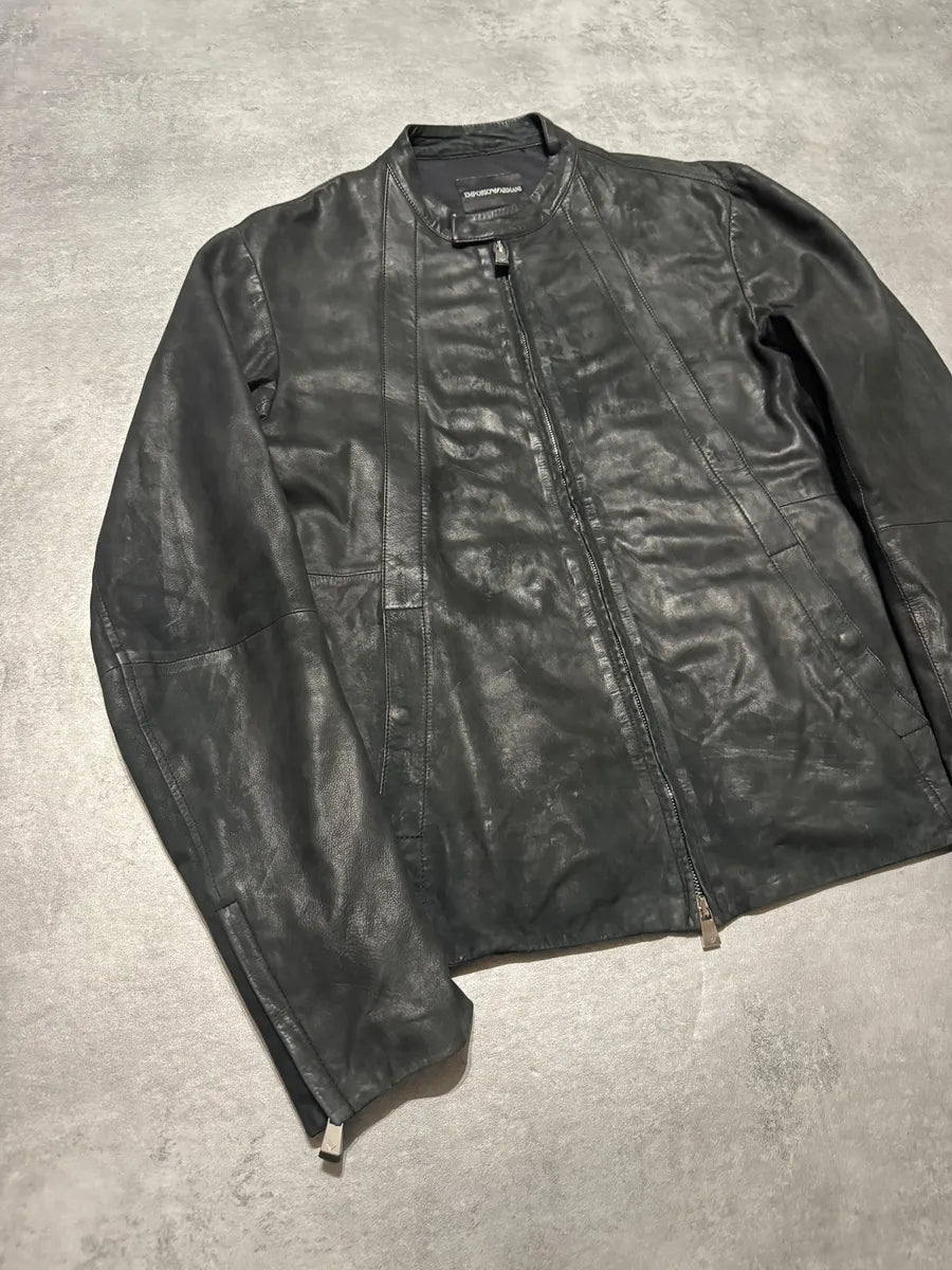 FW2014 Emporio Armani Archive Brut Minimalist Leather Jacket IeEpSJH 10