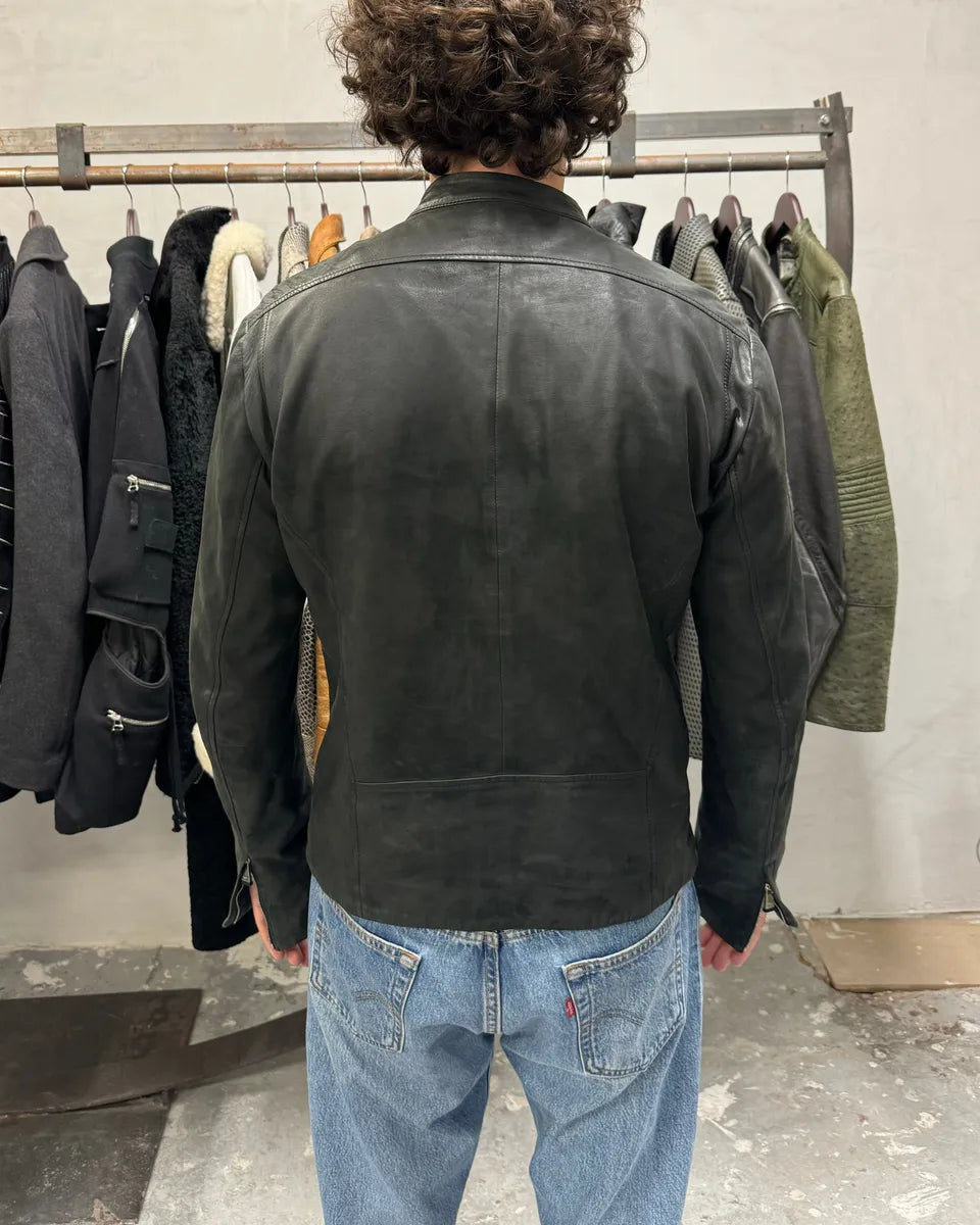 FW2014 Emporio Armani Archive Brut Minimalist Leather Jacket IeEpSJH 2