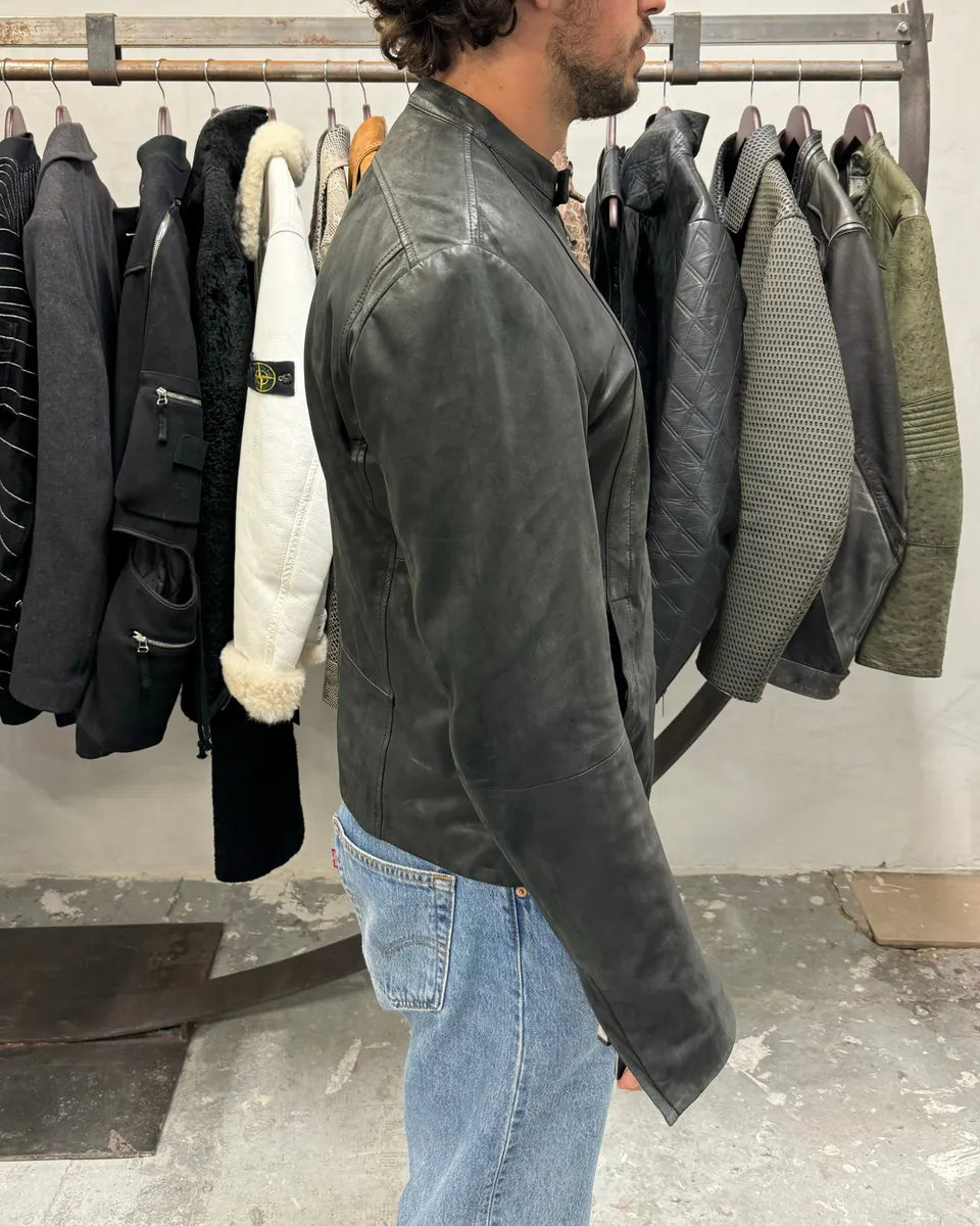 FW2014 Emporio Armani Archive Brut Minimalist Leather Jacket IeEpSJH 3