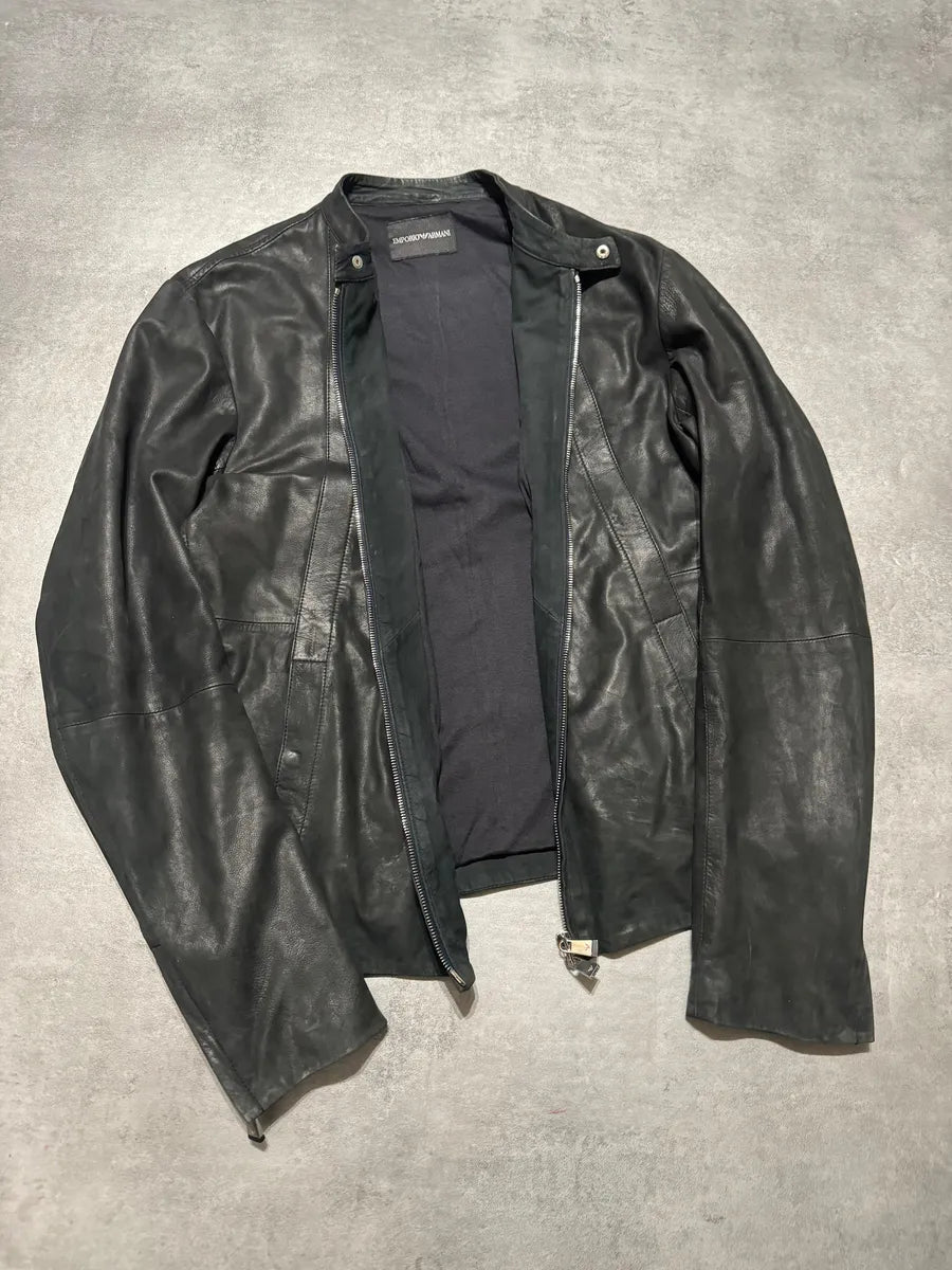 FW2014 Emporio Armani Archive Brut Minimalist Leather Jacket IeEpSJH 5