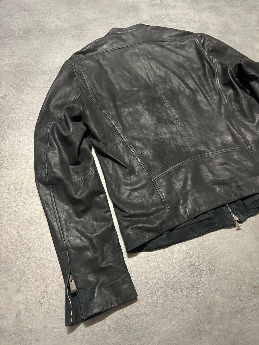 FW2014 Emporio Armani Archive Brut Minimalist Leather Jacket IeEpSJH 6