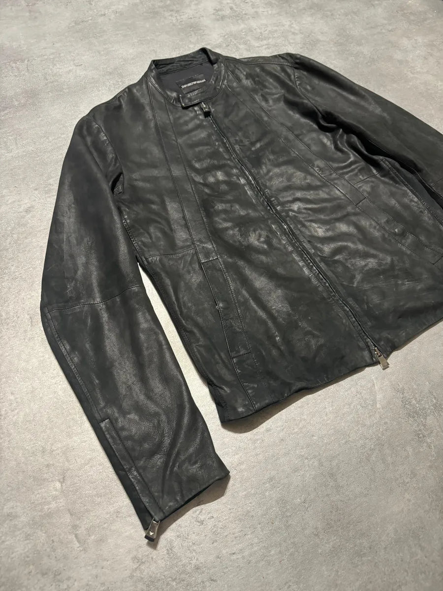 FW2014 Emporio Armani Archive Brut Minimalist Leather Jacket IeEpSJH 7
