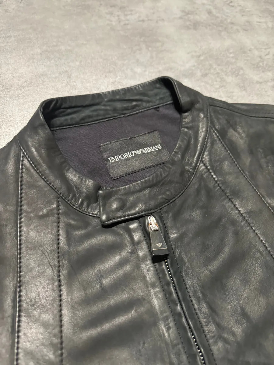 FW2014 Emporio Armani Archive Brut Minimalist Leather Jacket IeEpSJH 8
