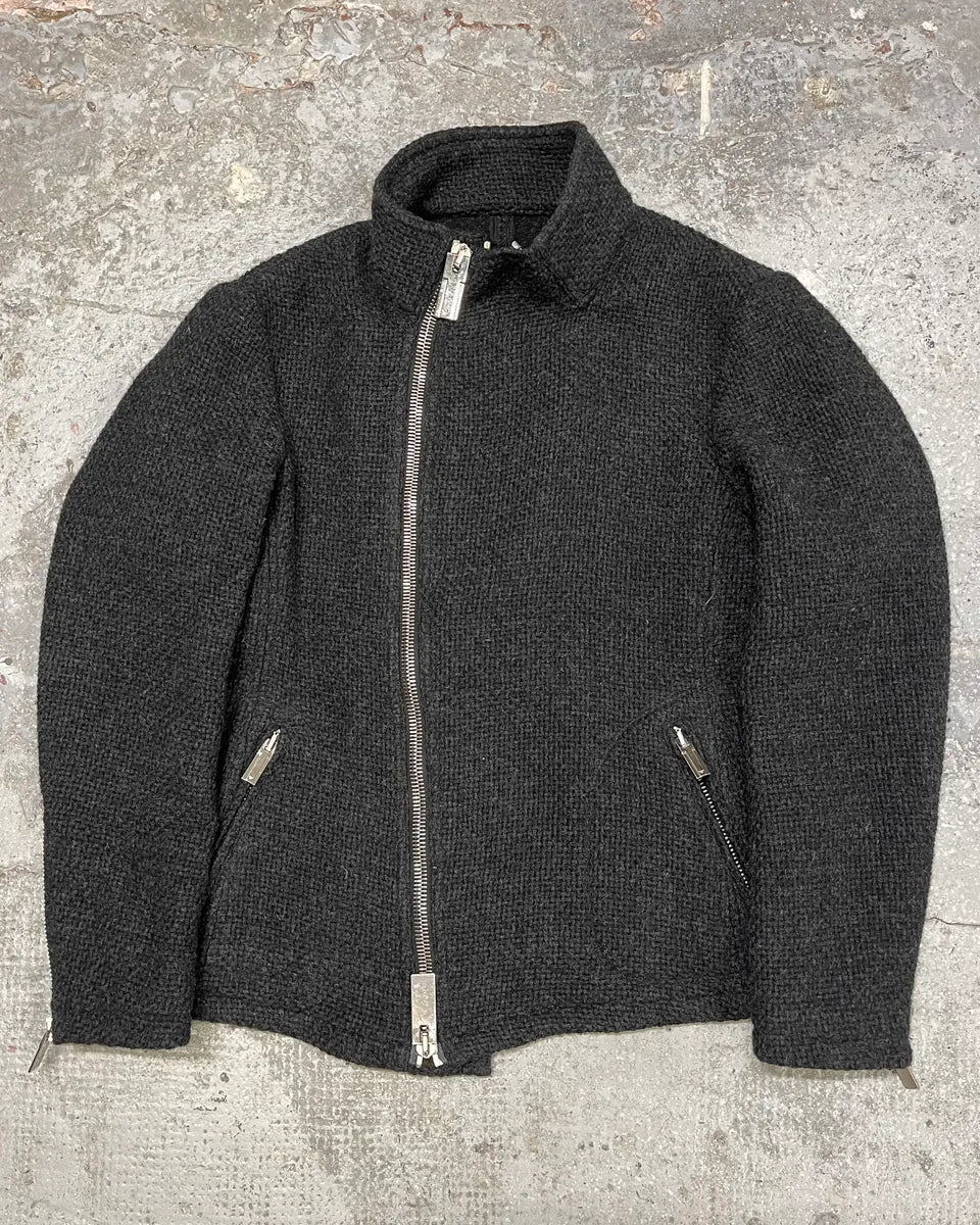 FW2014 Emporio Armani Asymmetrical Grey Wool Jacket JjnMXIN 0