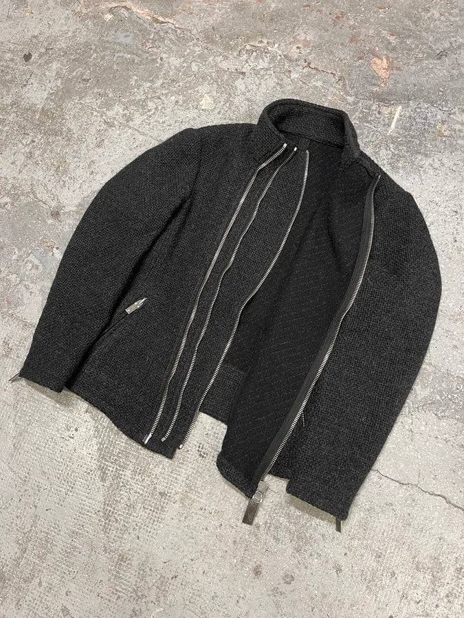 FW2014 Emporio Armani Asymmetrical Grey Wool Jacket JjnMXIN 4