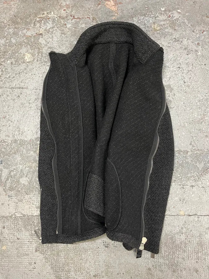 FW2014 Emporio Armani Asymmetrical Grey Wool Jacket JjnMXIN 5