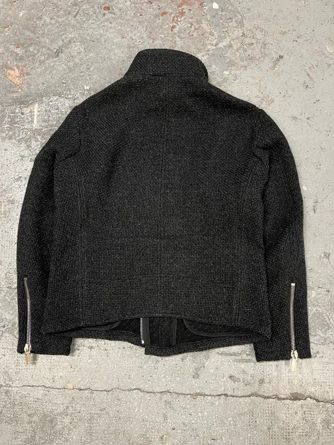 FW2014 Emporio Armani Asymmetrical Grey Wool Jacket JjnMXIN 6