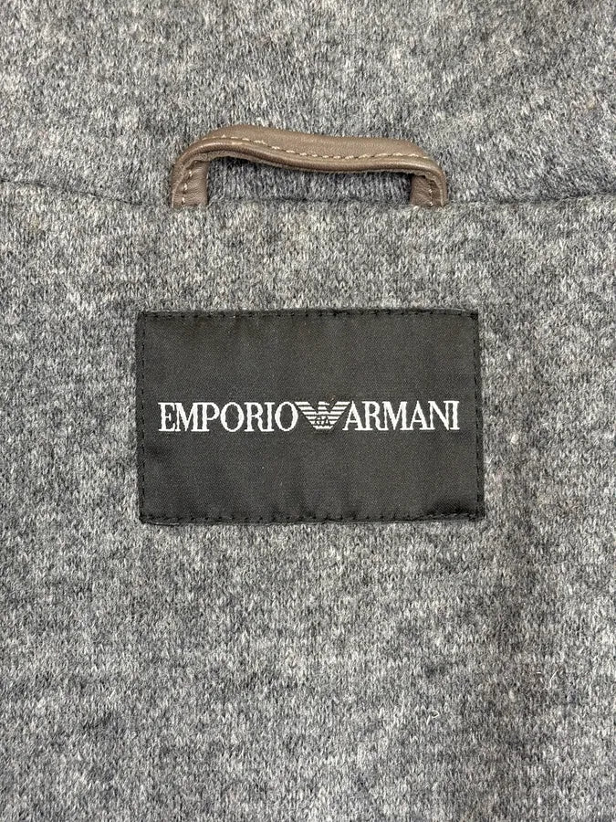 FW2013 Emporio Armani Taupe Leather Hooded Leather Jacket EclvqvK 11