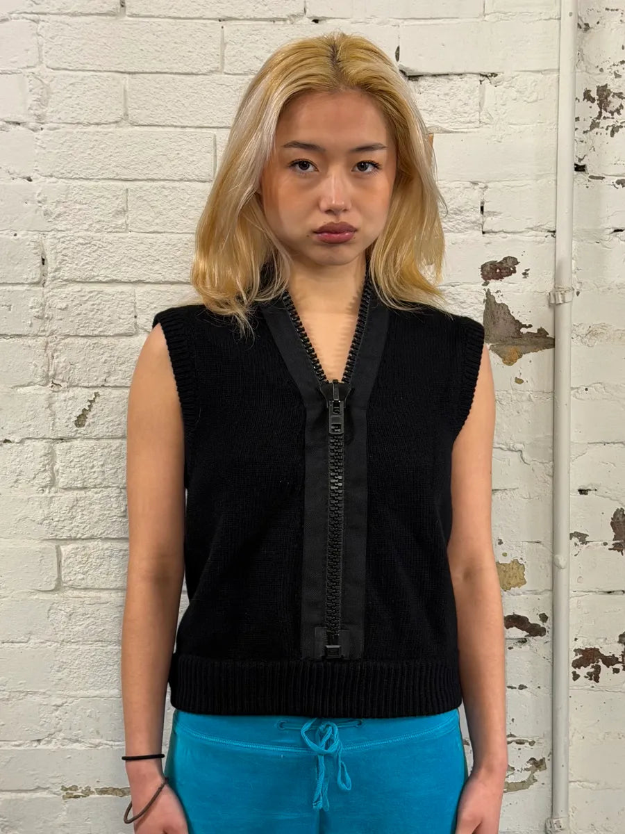 FW2014 Givenchy Oversized Zip Wool Black Tank Top eHWZkLC 1