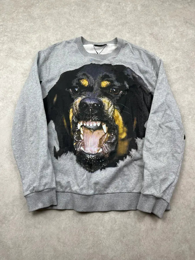 FW2014 Givenchy Rottweiler Dog Grey Sweater qQjLpqU 3
