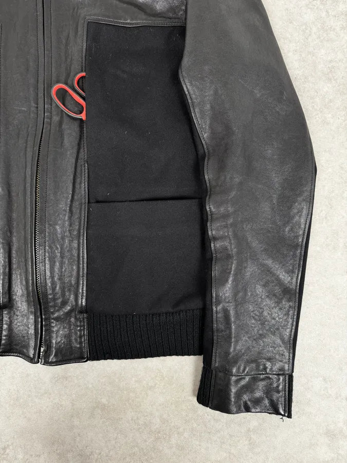 FW2014 Maison Margiela Black Contrast Panel Leather Jacket  ttQRwnx 8