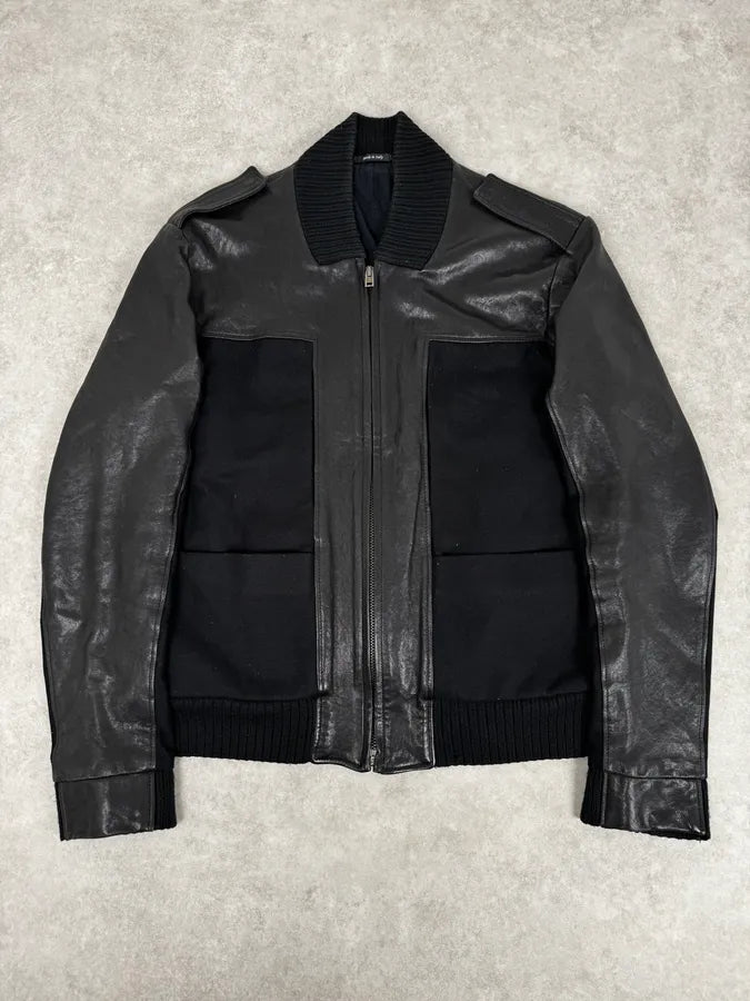 FW2014 Maison Margiela Black Contrast Panel Leather Jacket  ttQRwnx 0