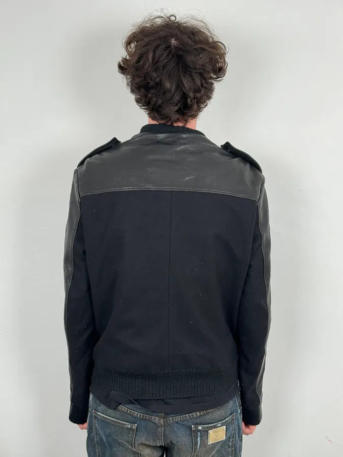 FW2014 Maison Margiela Black Contrast Panel Leather Jacket  ttQRwnx 2