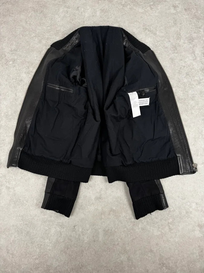 FW2014 Maison Margiela Black Contrast Panel Leather Jacket  ttQRwnx 6