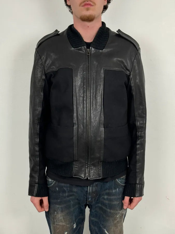 FW2014 Maison Margiela Black Contrast Panel Leather Jacket  ttQRwnx 1