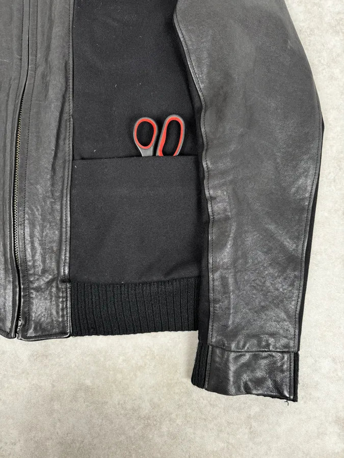 FW2014 Maison Margiela Black Contrast Panel Leather Jacket  ttQRwnx 7