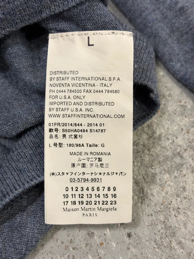 SS2014 Maison Margiela Grey Leather Elbow Patch Polo Sweater KbNjzVn 9