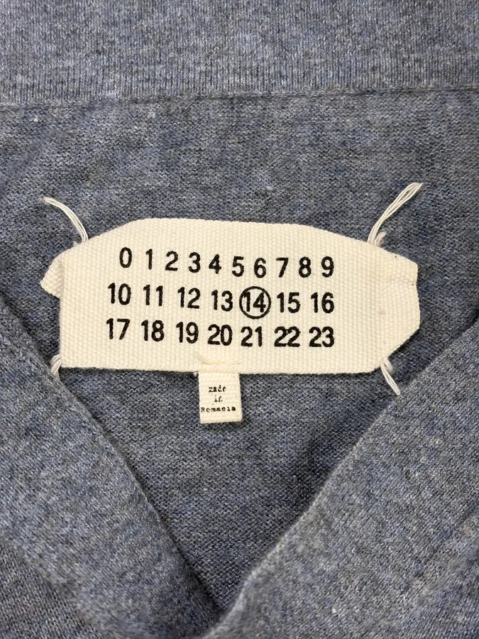 SS2014 Maison Margiela Grey Leather Elbow Patch Polo Sweater KbNjzVn 8
