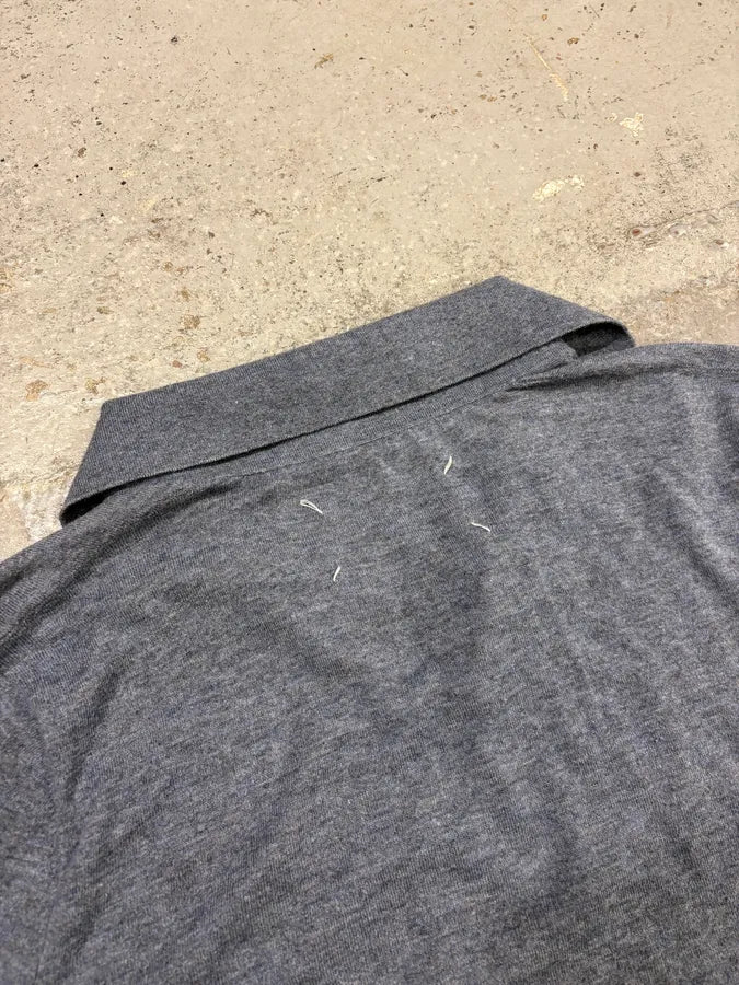 SS2014 Maison Margiela Grey Leather Elbow Patch Polo Sweater KbNjzVn 7