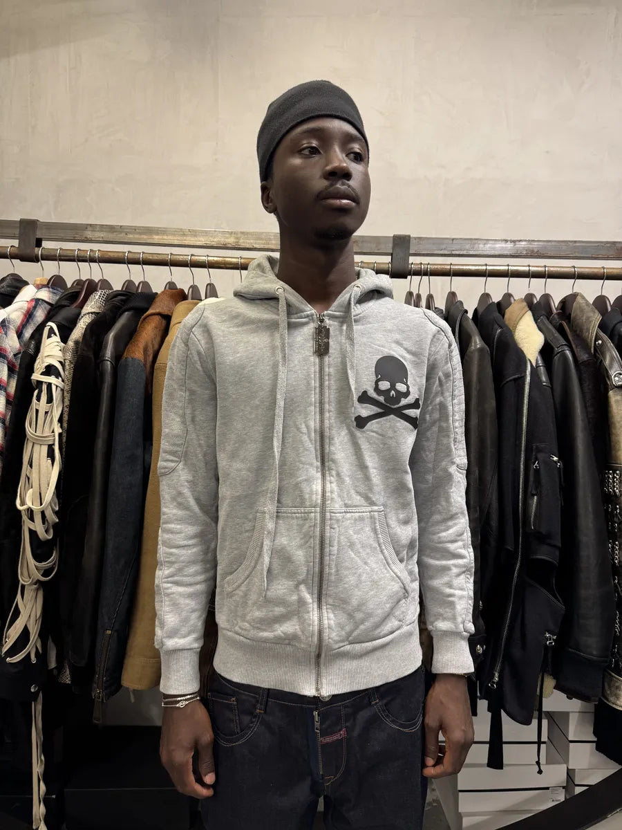 FW2014 Philipp Plein Deadskull Grey Zip-up Hoodie JrSWheU 1