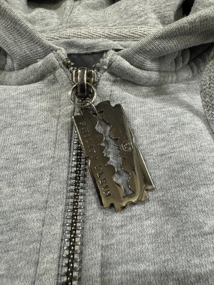 FW2014 Philipp Plein Deadskull Grey Zip-up Hoodie JrSWheU 10