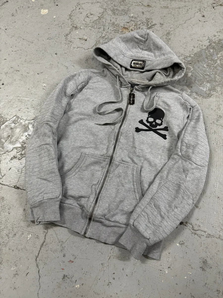 FW2014 Philipp Plein Deadskull Grey Zip-up Hoodie JrSWheU 3