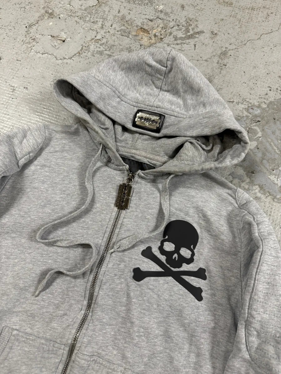FW2014 Philipp Plein Deadskull Grey Zip-up Hoodie JrSWheU 6