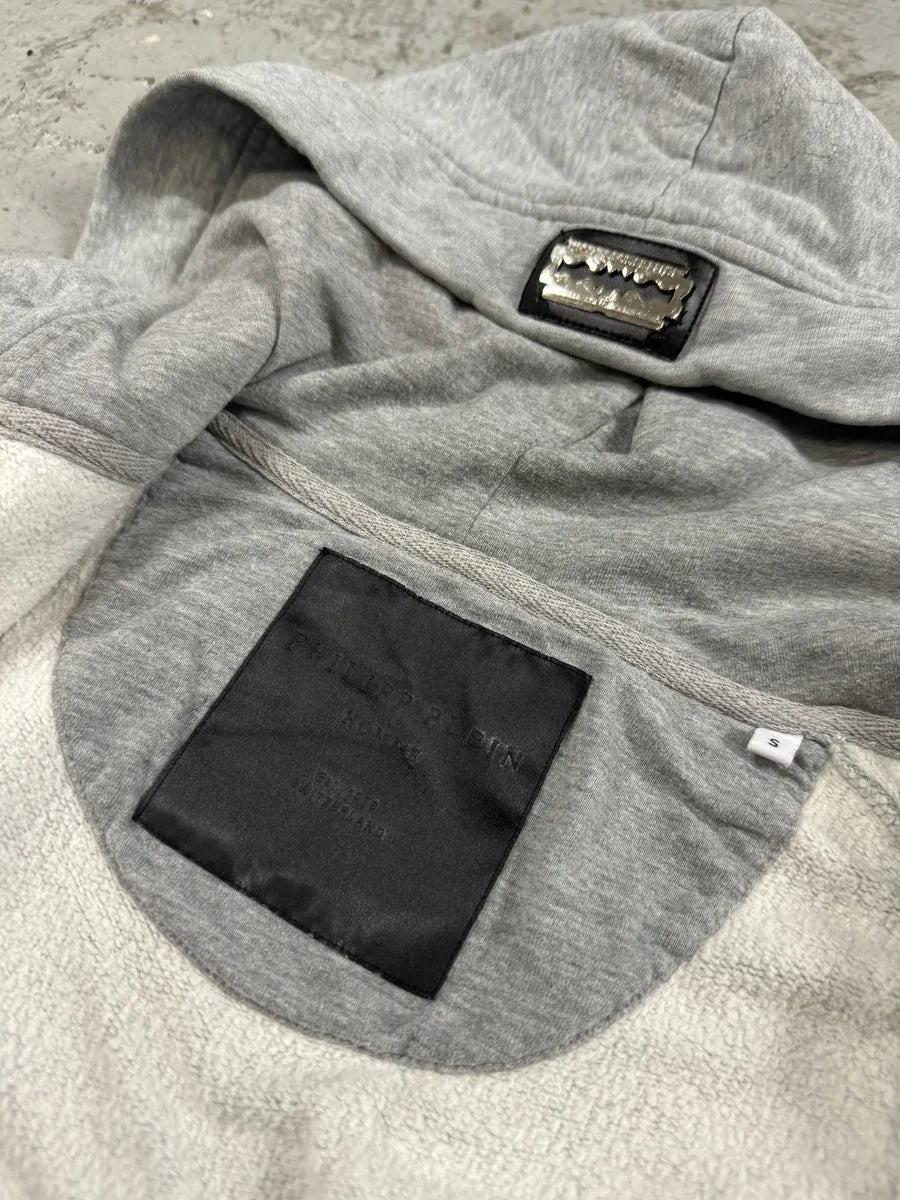 FW2014 Philipp Plein Deadskull Grey Zip-up Hoodie JrSWheU 9