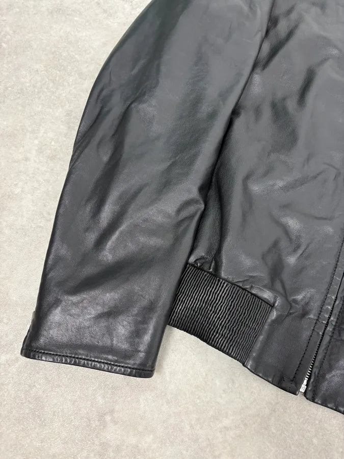 FW2014 Prada Black Minimalist Leather Biker Jacket cxHfcnt 7