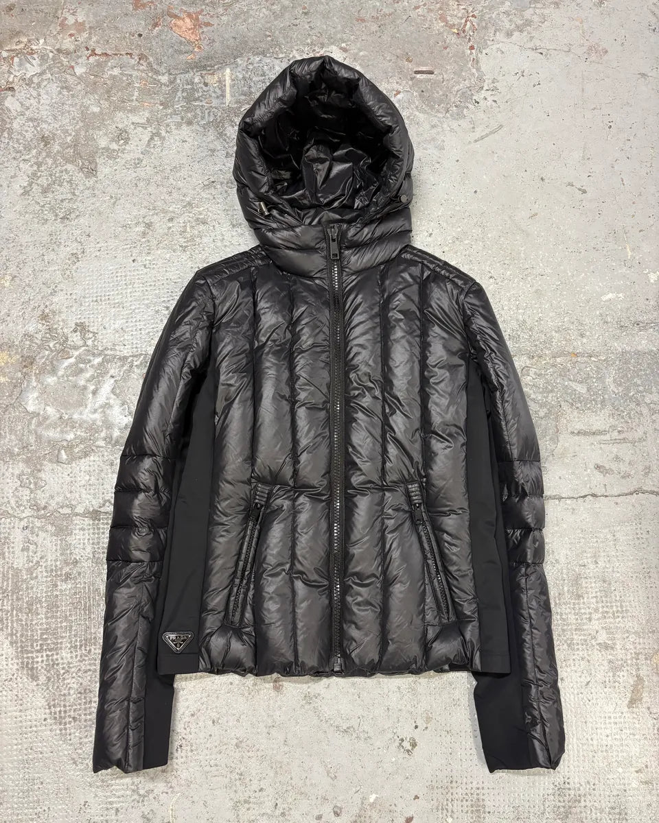 FW2014 Prada Black Puffer Hooded Jacket OzroBhl 0
