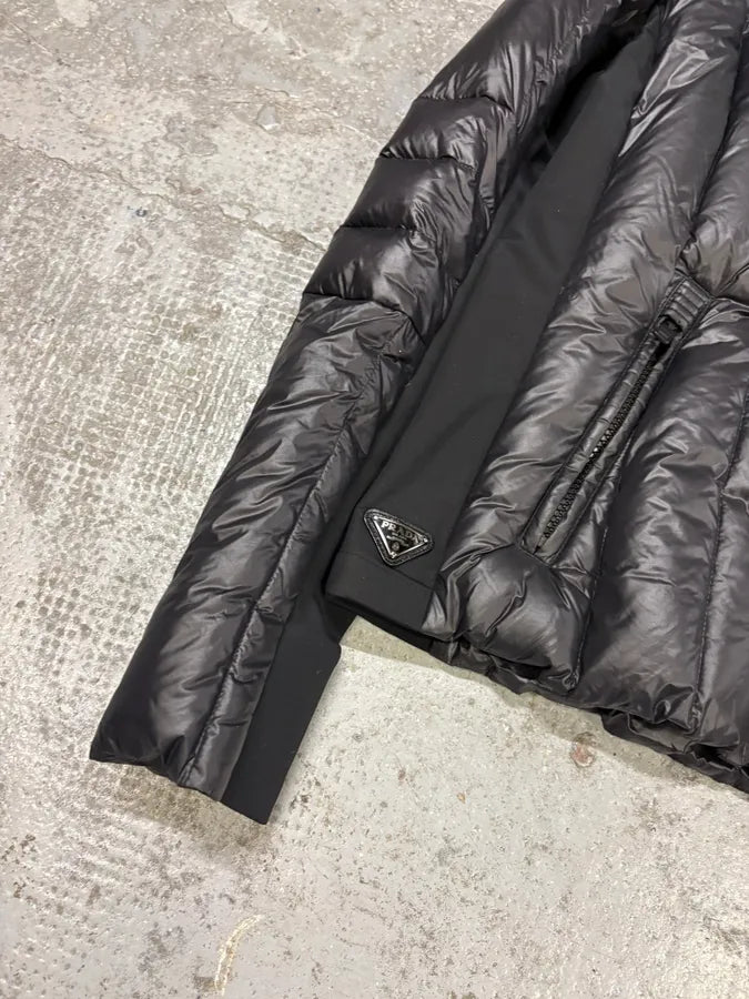 FW2014 Prada Black Puffer Hooded Jacket OzroBhl 7