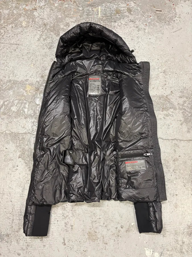 FW2014 Prada Black Puffer Hooded Jacket OzroBhl 6