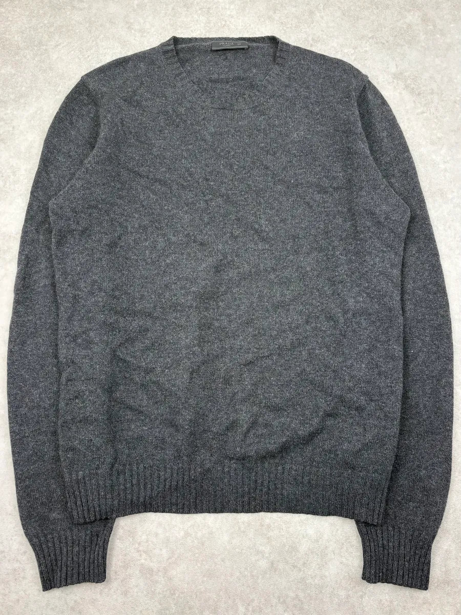 FW2014 Prada Dark Grey Wool Minimalist Sweater AHkzbsQ 0