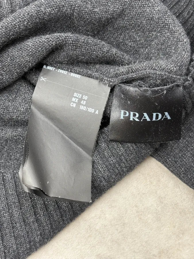 FW2014 Prada Dark Grey Wool Minimalist Sweater AHkzbsQ 9