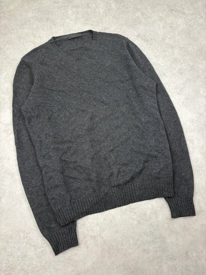 FW2014 Prada Dark Grey Wool Minimalist Sweater AHkzbsQ 3