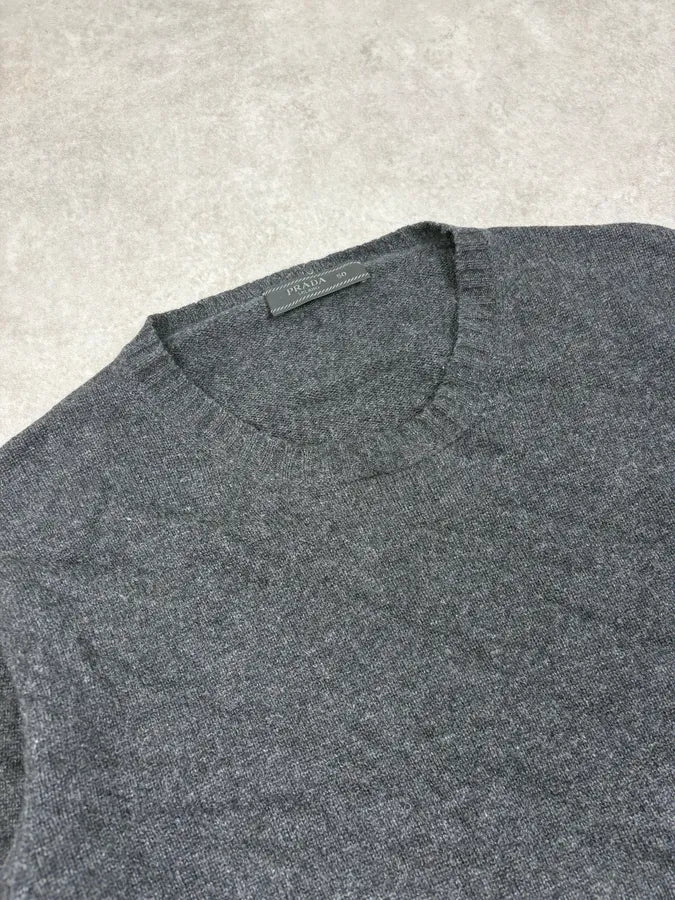 FW2014 Prada Dark Grey Wool Minimalist Sweater AHkzbsQ 4