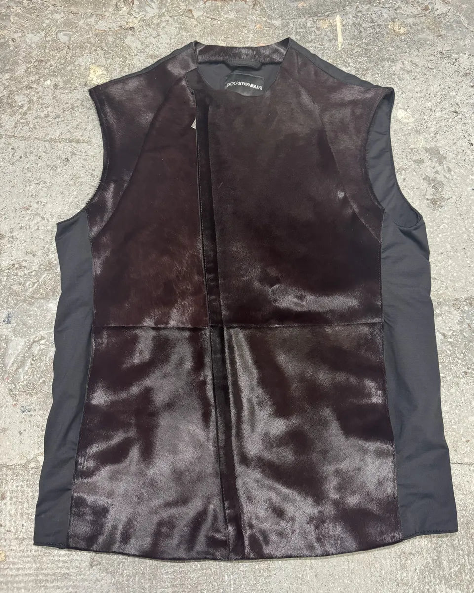 FW2014 Press Runway Prototype Emporio Armani Brown Pony Hair Vest wAQknEz 0
