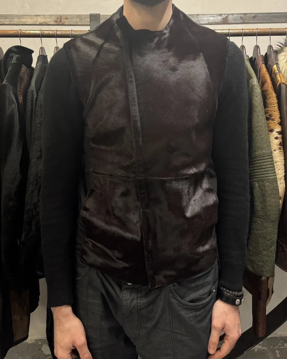 FW2014 Press Runway Prototype Emporio Armani Brown Pony Hair Vest wAQknEz 1