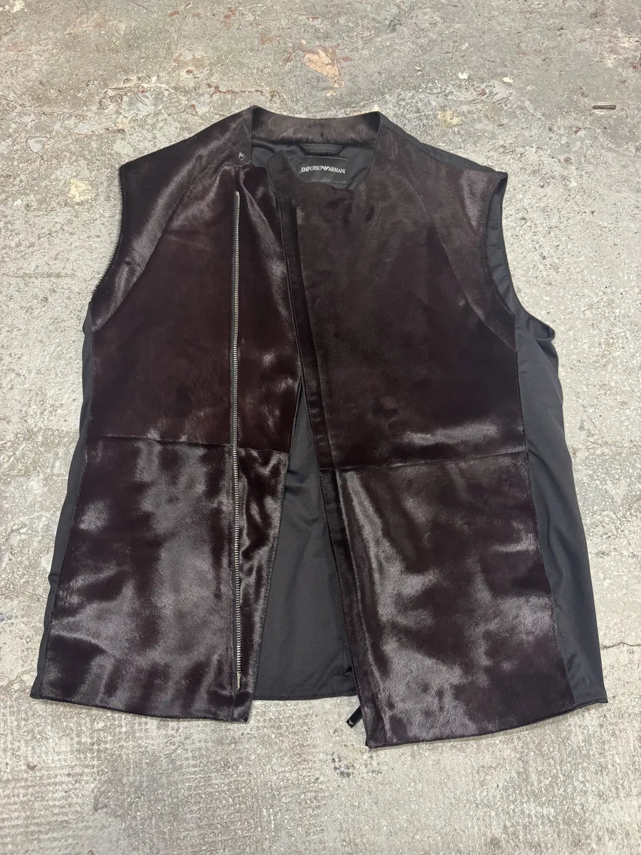 FW2014 Press Runway Prototype Emporio Armani Brown Pony Hair Vest wAQknEz 3