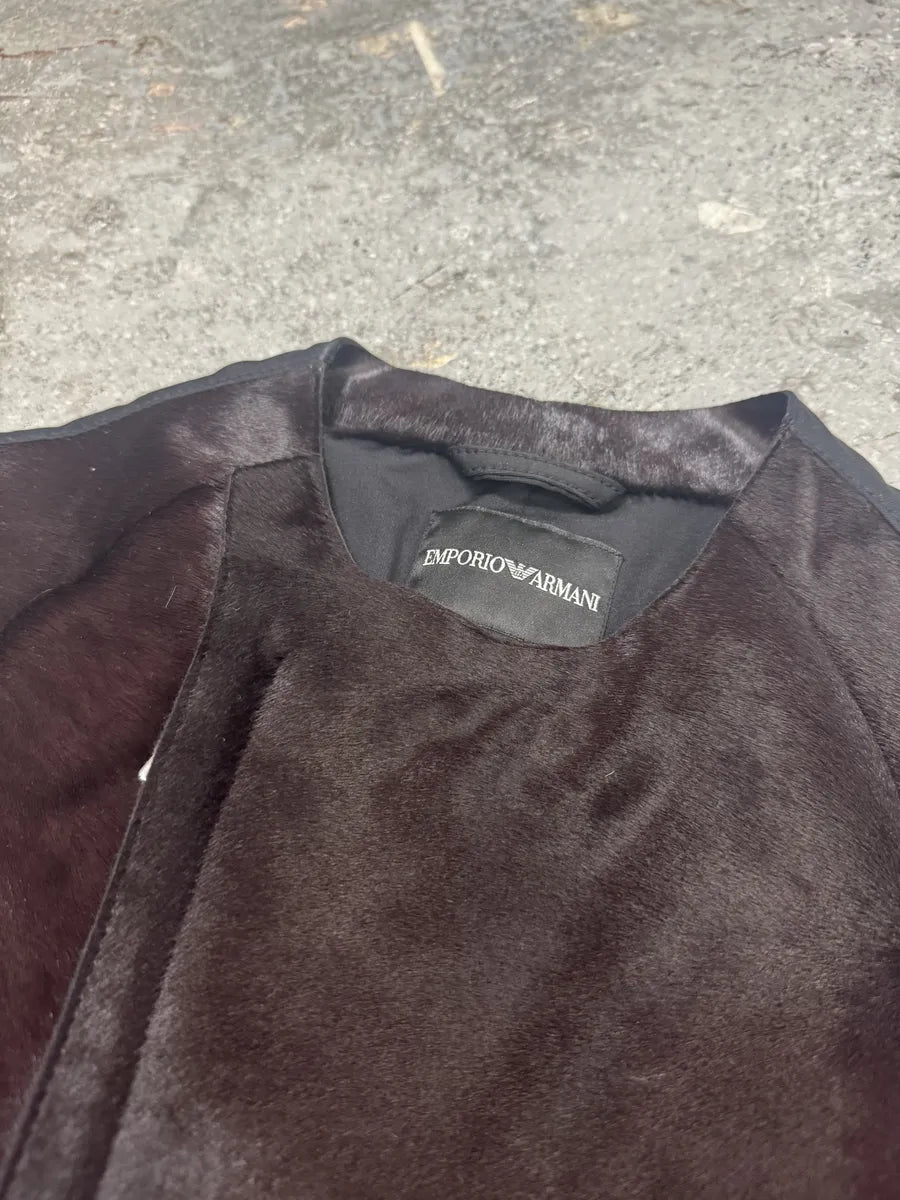 FW2014 Press Runway Prototype Emporio Armani Brown Pony Hair Vest wAQknEz 5