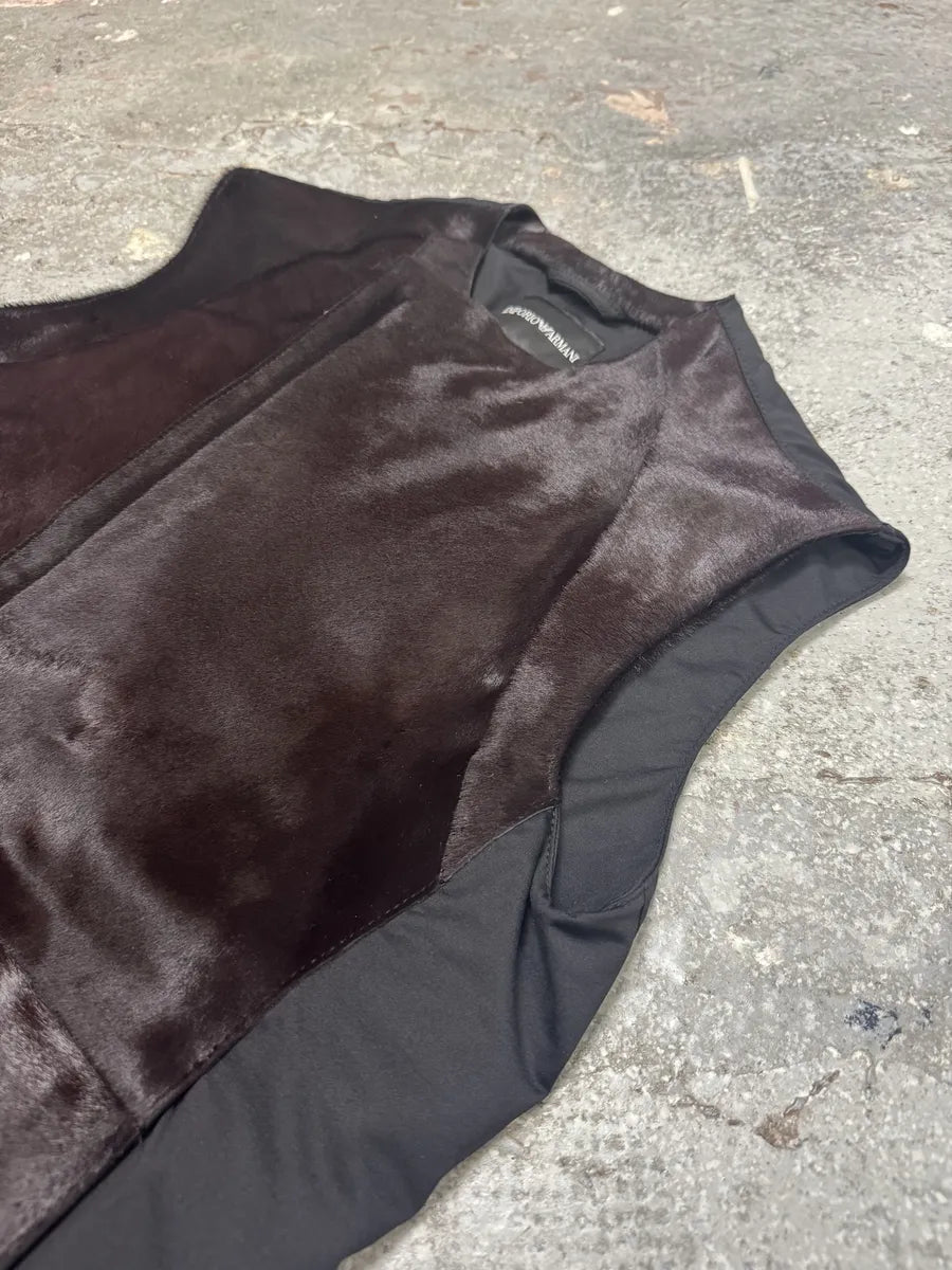 FW2014 Press Runway Prototype Emporio Armani Brown Pony Hair Vest wAQknEz 6