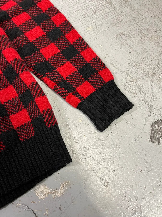 FW2014 Saint Laurent Alpaca Wool Red & Black Checkered Cardigan iAjtMCD 5