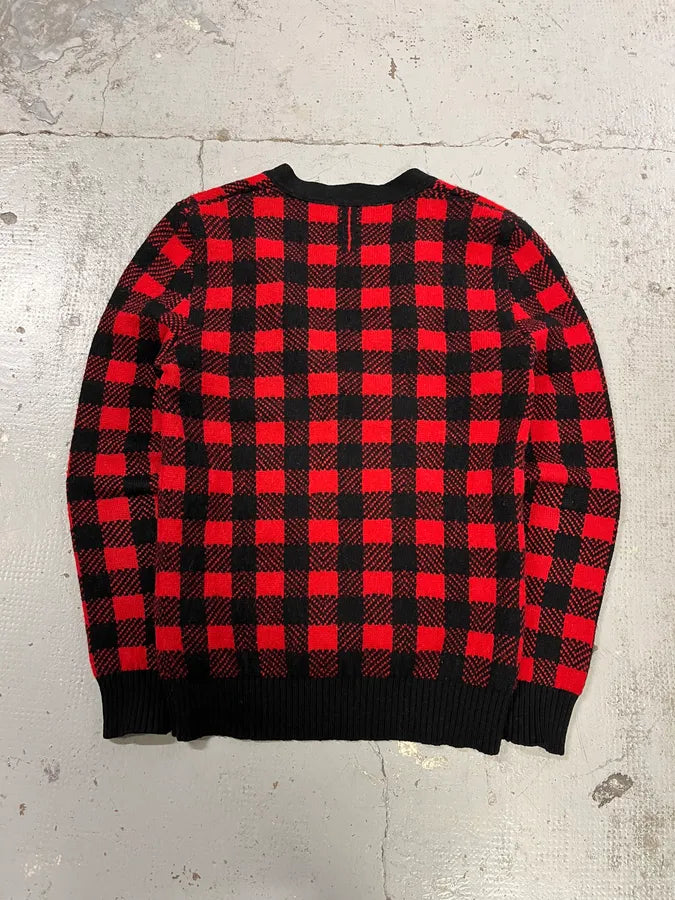 FW2014 Saint Laurent Alpaca Wool Red & Black Checkered Cardigan iAjtMCD 6