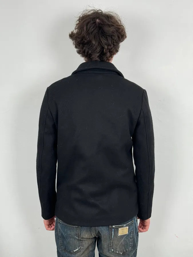 FW2014 Saint Laurent Black Classy Double-Breasted Peacoat FBtgRCN 2