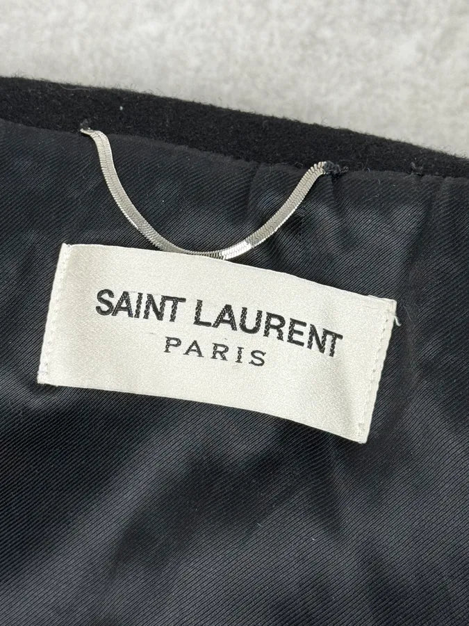 FW2014 Saint Laurent Black Classy Double-Breasted Peacoat FBtgRCN 10