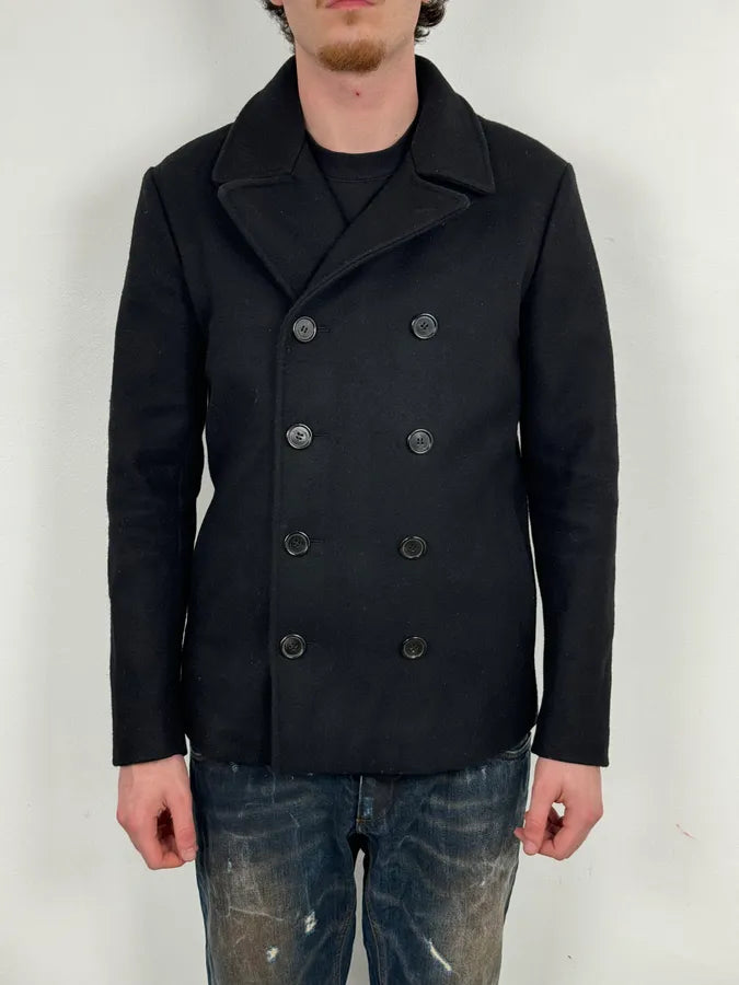 FW2014 Saint Laurent Black Classy Double-Breasted Peacoat FBtgRCN 1