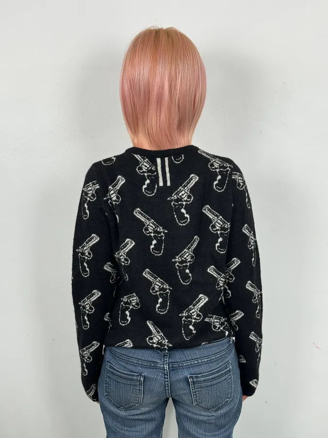 SS2014 Saint Laurent Black Wool Mohair Revolver Sweater by Hedi Slimane NhEScBW 2