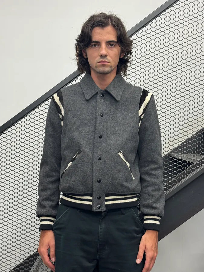 FW2014 Saint Laurent Grey Wool Pony Hair Zebra Teddy Jacket IDtdFsg 1